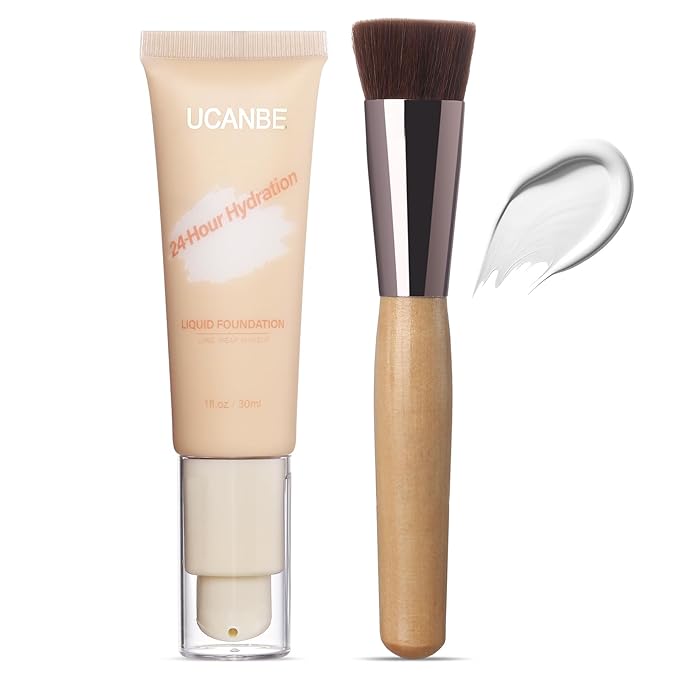 UCANBE White Liquid Foundation with Brush, Skincare Serum fl. oz.