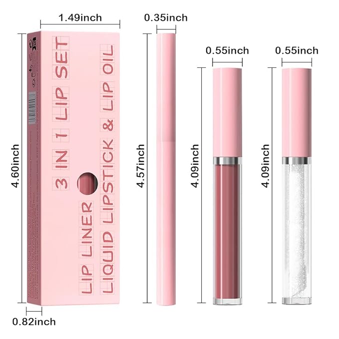 3-in-1Deep Burgundy Matte Lip Stain Kit | Waterproof Lip Liner + Hydrating Matte Lip Gloss + Nourishing Lip Oil | Long Lasting Plumping to Create Perfect Lip Makeup.08#