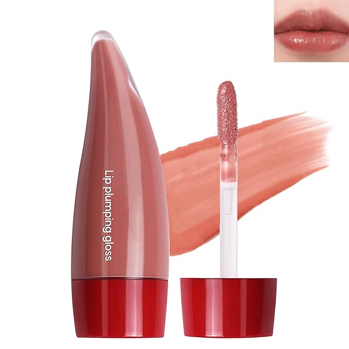 Juicy Lip Plumping Gloss, Orange Tinted Lip Gloss Lip Plumper, Hydrating Moisturizing Lip Tint Stain,Highly Pigmented Shine Glossy Lip Oil, Long-Lasting Lip Gloss For Women Girls Dry Lip Care-02#