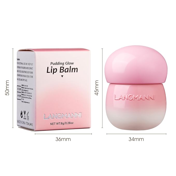 LANGMANNI Pudding Glow Lip Balm | Velvet-Smooth Lip Gloss for Nourished, Glowing Lips | Hydrating, Non-Sticky Glossy Tinted Lip Balm Makeup 0.28 Oz (#5, 1)