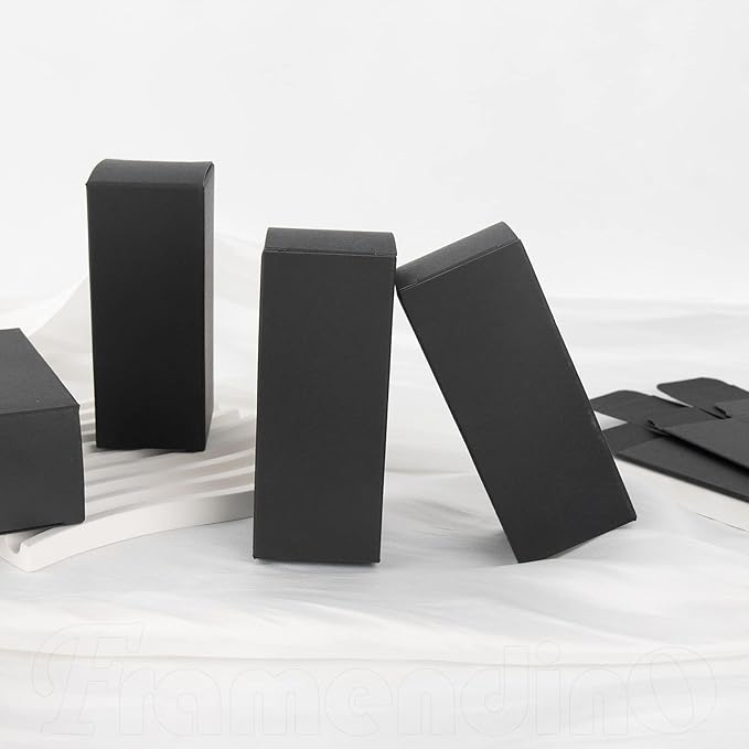 Framendino, 50 Pack Black Kraft Paper Lipstick Boxes Rectangle Lipstick Bottle Boxes Reusable Lip Balm Packaging Cases Gift Wrapping Box for DIY Gift Packaging (3.54x1.41x1.41)