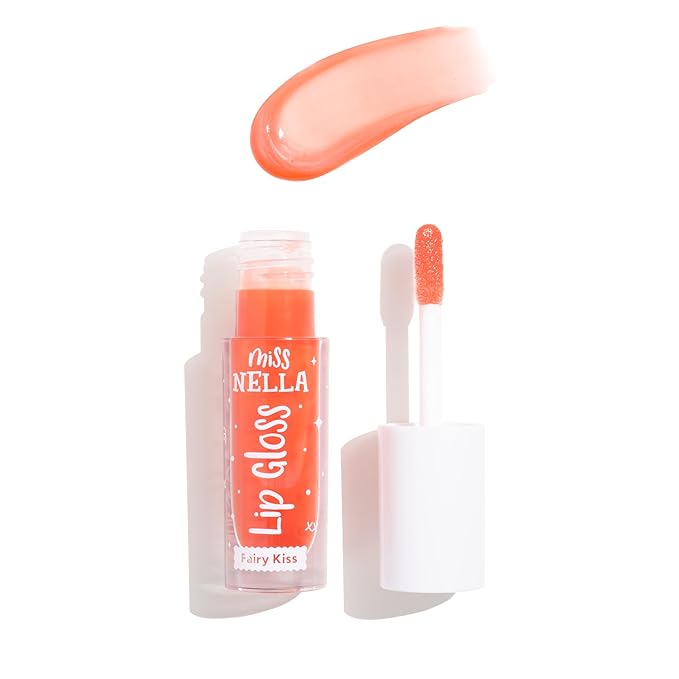 MISS NELLA Fairy Kiss Lip Gloss, Red hydrating children Lip Gloss, watermelon scent, gentle on the skin. gives a sheer kiss of colour, with extra shine.