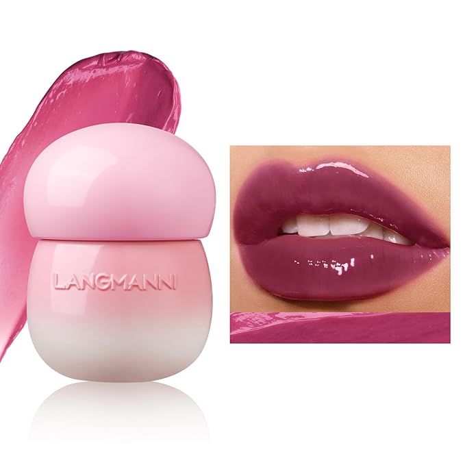 LANGMANNI Pudding Glow Lip Balm | Velvet-Smooth Lip Gloss for Nourished, Glowing Lips | Hydrating, Non-Sticky Glossy Tinted Lip Balm Makeup 0.28 Oz (#6, 1)