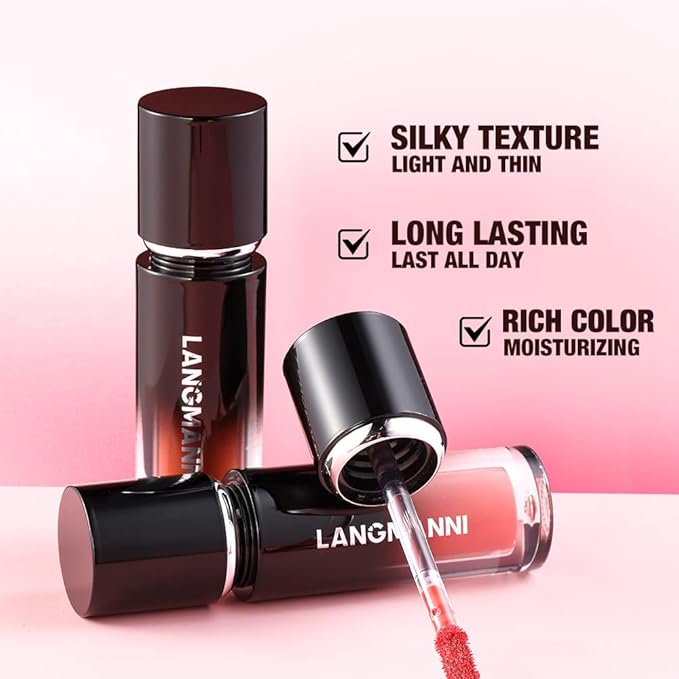 LANGMANNI Lip Oil Tint | Hydrating & Long-Lasting Lip Stain | Moisturizing And High Gloss Makeup,Non-Sticky Lip Stain For Watery And Silky Smooth Lips(#5 Raspberry Sorbet)