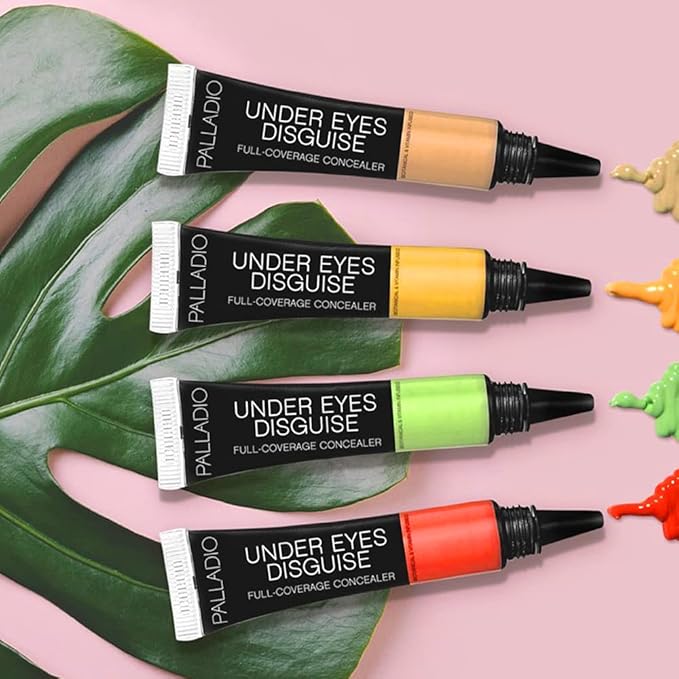Palladio Full Coverage Concealer, Under Eyes Disguise, Creamy Brush, Custard