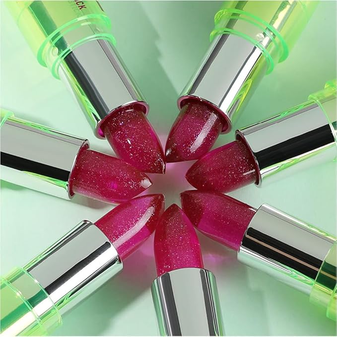 3 PCS Jelly Crystal Vera Lipstick,Magic Temperature Tinted Lip Balm,Plumping Glimmer Color Changing Lip Oil,Long Lasting Nourishing Lip Glow Oil Non-sticky Fresh Texture Lip Gloss Lip Balm