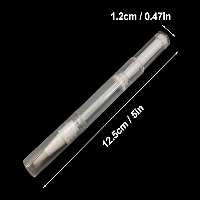 12 Pack 3 ml Transparent Twist Pens, Empty Nail Oil Pen with Brush Tip, Cosmetic Lip Gloss Container Applicators Eyelash Growth Liquid Tube (12x)