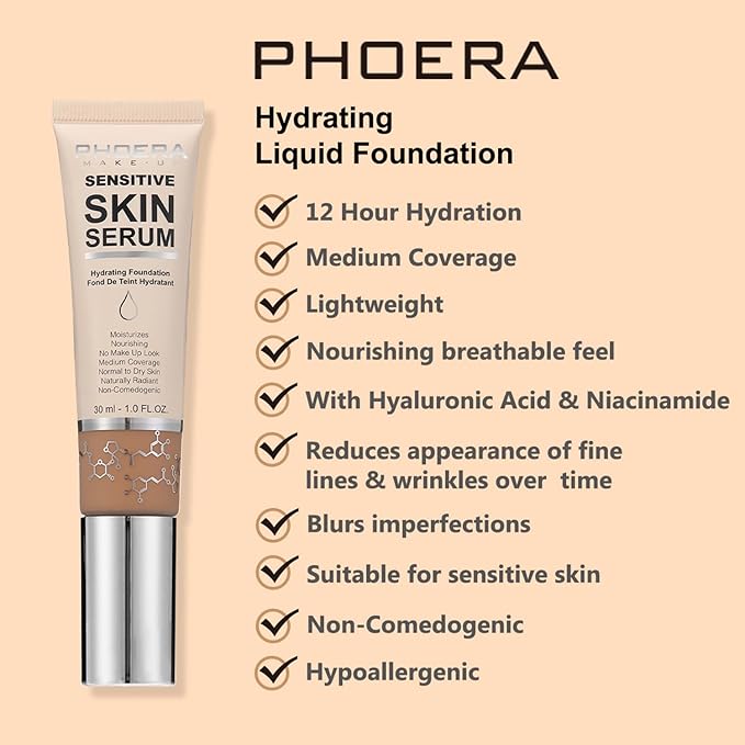 2024 New PHOERA Foundation Makeup for Mature Skin, (N05 Tan)