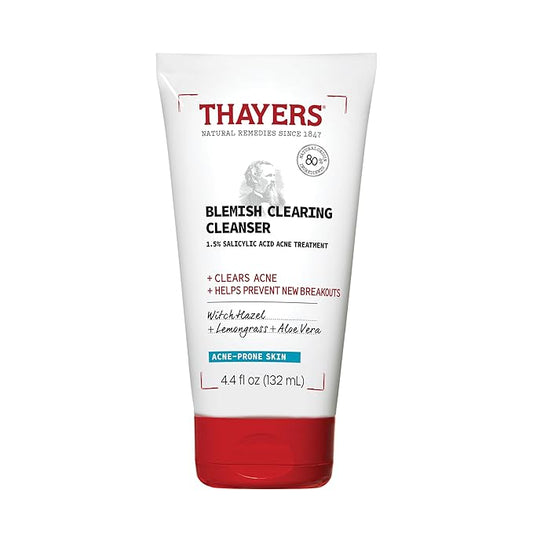 THAYERS Blemish Clearing Face Cleanser with 1.5% Salicylic Acid, Acne Treatment Face Wash, Soothing and Non-Stripping Skin Care, 4.4 Fl Oz
