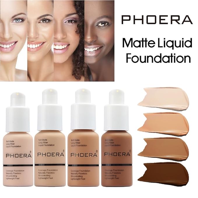 PHOERA Foundation, Flawless Soft Matte Liquid Foundation 24 Pcs-105- Sand)