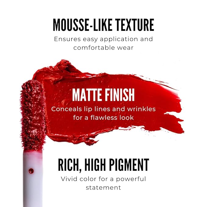 Sexy Red Velvet Mousse Liquid Lipstick | High-Pigmented Non-Sticky Non-Drying | Soqui
