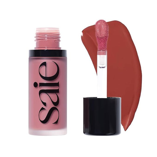 Saie Dew Liquid Blush for Cheeks - Hydrating Cream Blush Stick with a Blendable + Buildable Formula - Skincare Infused Dewy Cheek Tint for a Natural Flush - Glowy Makeup Essential - Spicy (.40 oz)