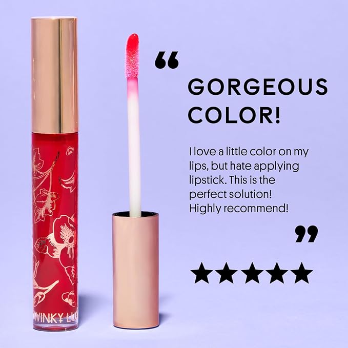 Winky Lux Fruity Gloss pH Lip Stain, Non Sticky Lip Gloss, Tinted Lip Oil, Lip Lacquer, Yummy Fruit Lipgloss, Jojoba Oil for Hydration & Shine, Raspberry