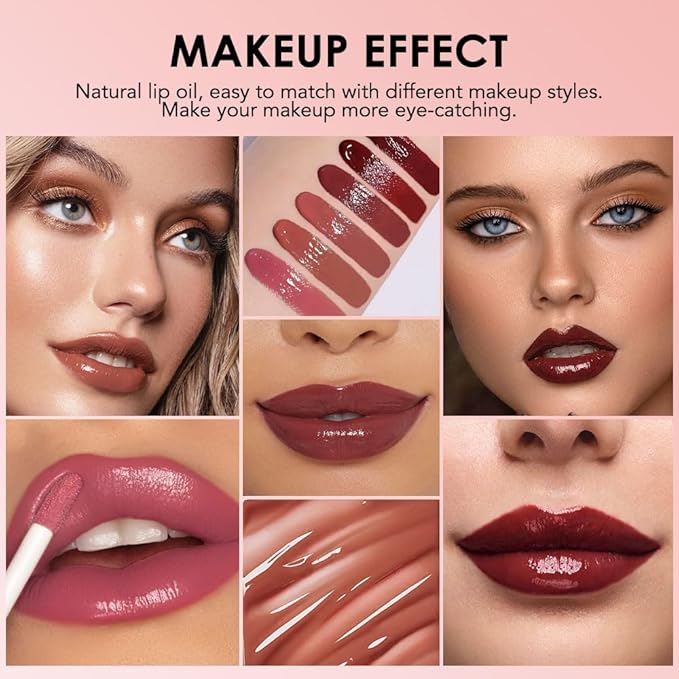 Hydrating Lip Glow Oil, Plumping Lip Oil, Tinted Lip Plumper Gloss,Younger-Looking Lips | Nourishing Long Lasting Non-Sticky Hydrating & Smoothing Lip Treatment Cruelty Free 12#