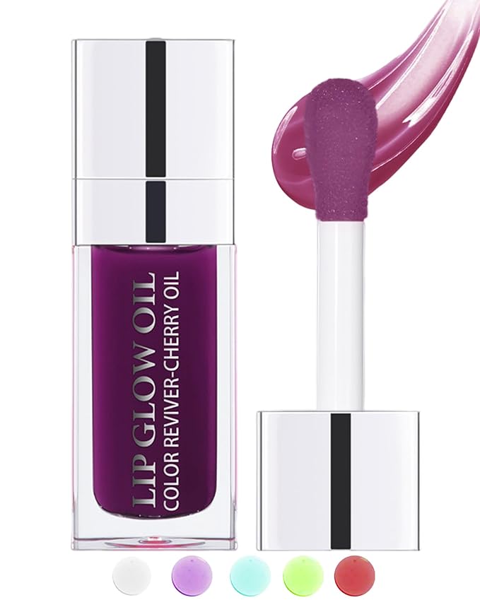 Glow Reviver Lip Oil Moisturizing Lip Gloss for Dry Lips, Clear Lip Oil with Plumping, Hydrating Effects, Women's Makeup Gift (#006 Berry)