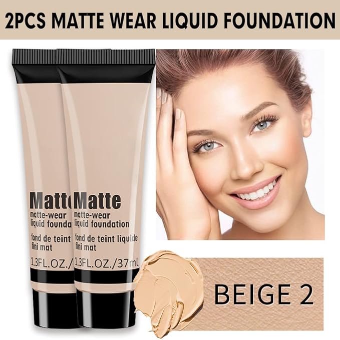 2 Pack Liquid Foundation Cream for Face Makeup,Durable