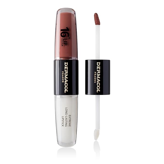Dermacol NEW 16-Hour Lip Colour, Highly Pigmented Glossy Lip Stain, Two-Phase Lip Plumper Gloss, Kissproof Lip Makeup Products with Matte and Glitter Finish, n.31