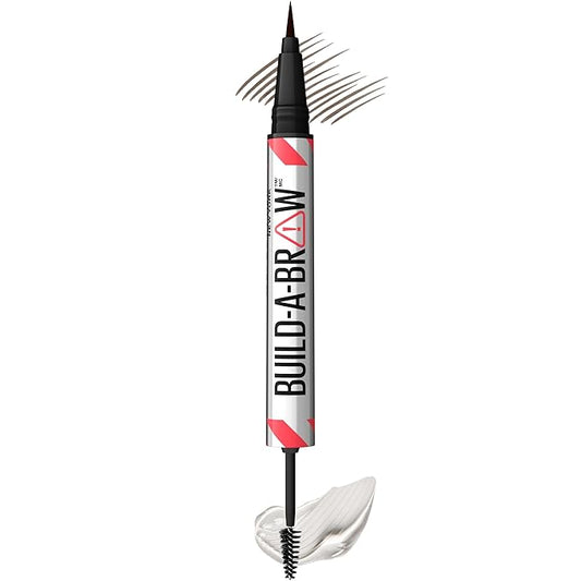 Maybelline Build-A-Brow 2-in-1 Brow Pen and Sealing Eyebrow Gel, Eyebrow Makeup for Real-Looking, Fuller Brows, Ash Brown, 1 Count