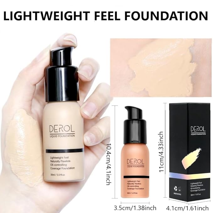 Foundation Full Coverage Liquid Foundation Cream - Lightweight