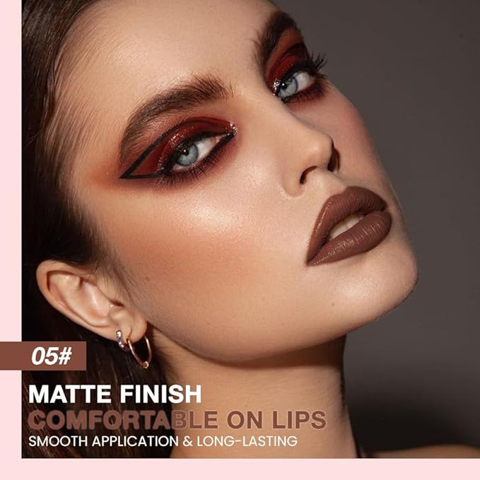 evpct Brown Matte Creamy Retractable Lip Liner Pencils for Shaping & Sculpting Lips, Lip Pencils for Women Long Lasting Waterproof Rich Lip Colors Liner Crayon Lipstick delineador de labios 05