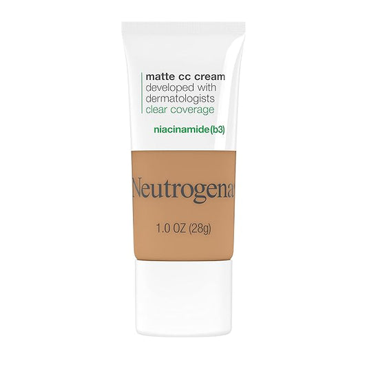 Neutrogena Clear Coverage Flawless Matte CC Cream, Full-Coverage Free, Butterscotch, 1 oz