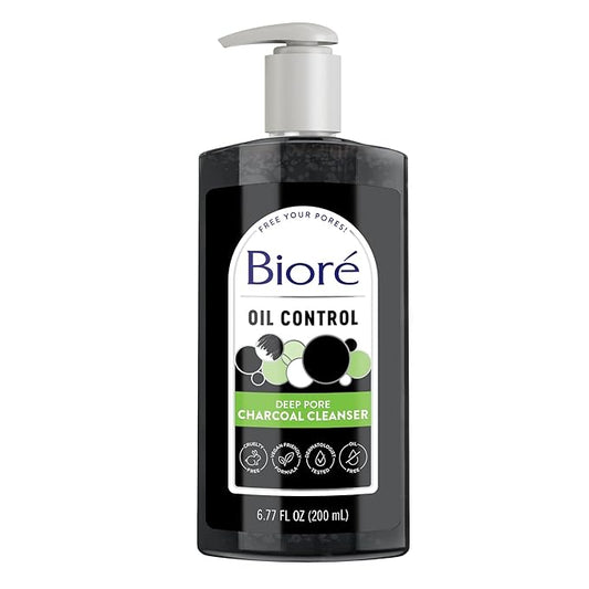 Bioré Deep Pore Charcoal Face Wash, Daily Facial Cleanser for Dirt & Makeup Removal, for Oily Skin, 6.77 Oz