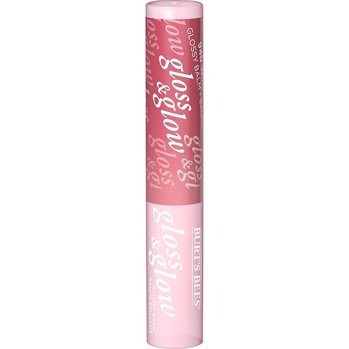 Burts Bees Gloss and Glow Glossy Balm, 100% Natural Origin, Wine Wednesday, 1 Tube, Pack of 2