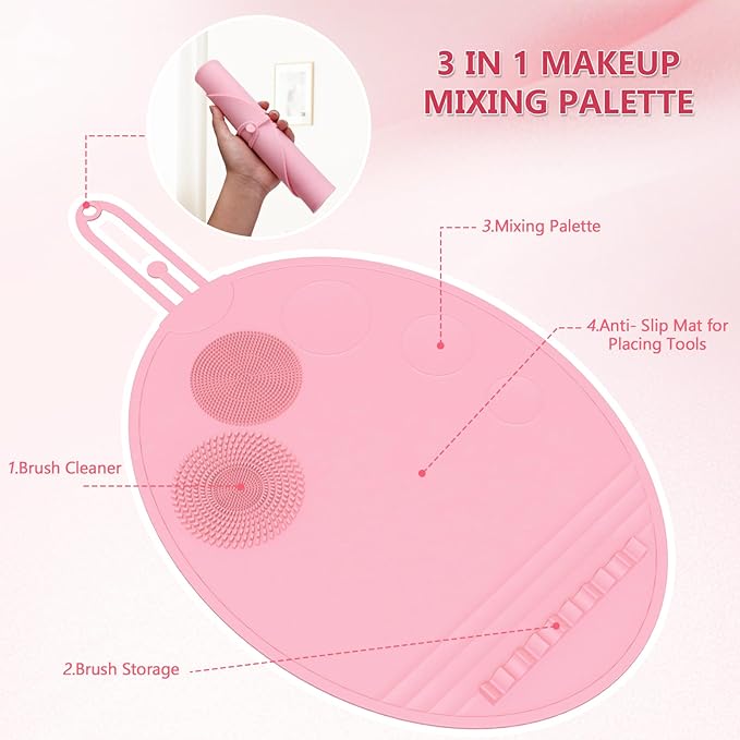 Makeup Palette, 3 in 1 Silicone Makeup Mat