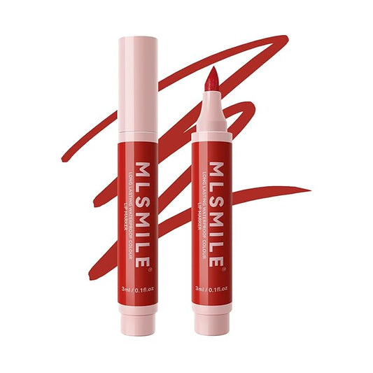 Red Lip Marker Lip Stain Long Lasting Waterproof Lip Liner Pencil, Hydrating, Transfer-proof Highly Pigmented Color Matte Lipstick Precise Liquid Lip Liner, Lightweight Matte Finish (04# RED)