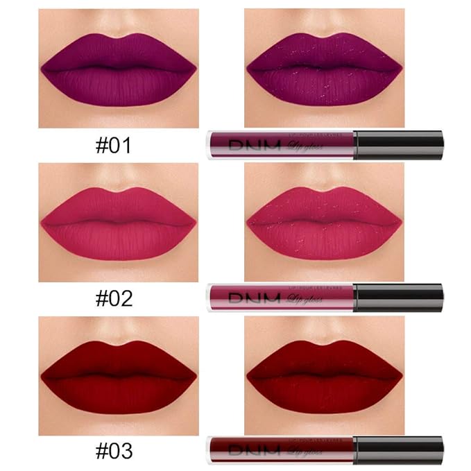 evpct 3Pcs Dark Purple Red Rose pink Matte Liquid Lipstick Sets for Black Women Matte Lipstick Lip Stain Long Lasting Waterproof 24, labial mate larga duracion 24 labiales mate 24 horas originales