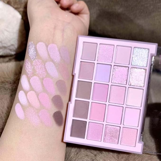 20Colors Light Purple Pink Nude Basics Matte Eyeshadow Palette,Eye Shadow Travel Makeup Palette all in one Long Lasting Waterproof Ultra-Blendable,Great for Travel Gift Kit