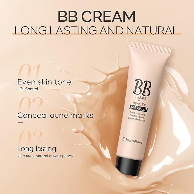 KWOLYKIM 2PCS Hydrating Makeup BB Cream, Tinted Moisturizer All Skin(Ivory)