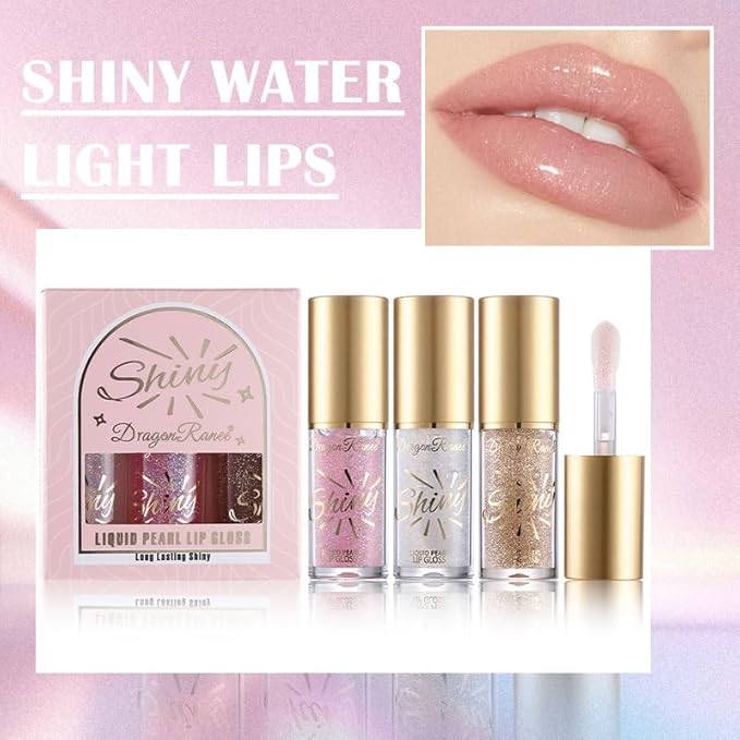 Glitter Lip Oil,Hydrating Tinted Lip Balm,Clear Glitter Lip Glitter