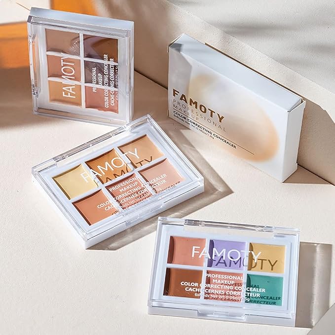 6 Color Correcting Concealer Palette With Concealer Brush,