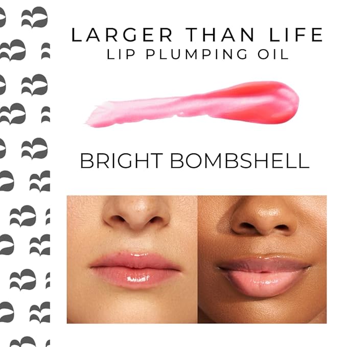Rinna Beauty Larger Than Life Lip Plumping Oil - Bright Bombshell - Moisturizes & Hydrates Lips - Natural Plumping Over Time - Vegan, Cruelty-Free, & Paraben-Free 0.3 Fl Oz