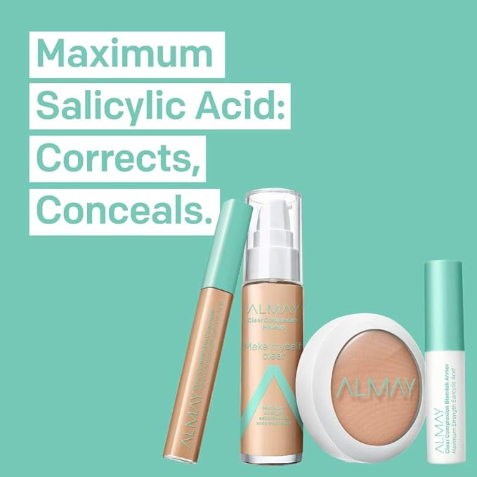 Almay Foundation, Acne Face Makeup with Salicylic Acid, Face 1 Oz