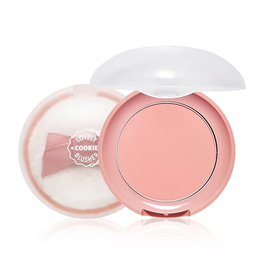 ETUDE Lovely Cookie Blusher - Peach Choux Wafers 4g | Glowing & Natural Powder Blush with Long-Lasting Sebum Control | Easy Application | Korean Makeup, Kbeauty, Perfect for Gift