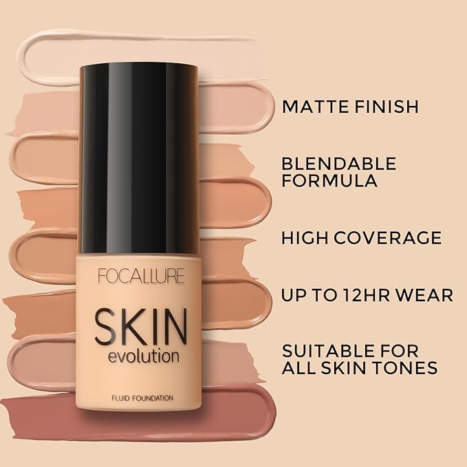 FOCALLURE 2 Pcs Liquid Foundation, Skin Evolution Foundation