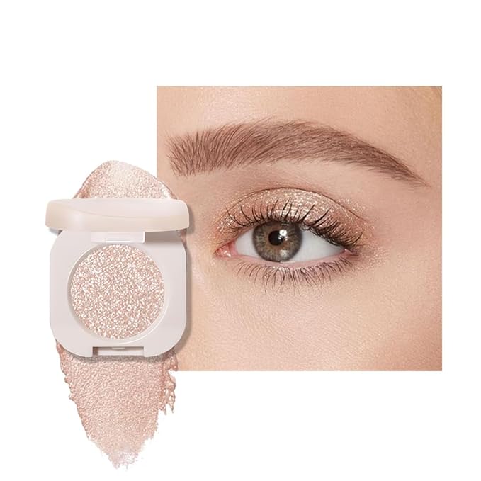 Monochrome Glitter Eyeshadow - Light Brown Shimmer Eye Shadow, Talc-Free, Paraben-Free, Cruelty-Free, Long-Lasting Single Eyeshadow Palette for Everyday & Special Occasions 11#
