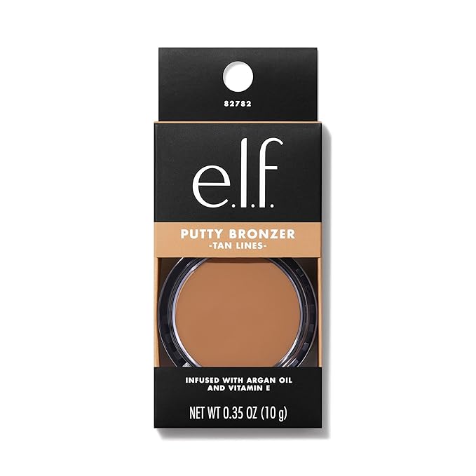 e.l.f. Putty Bronzer, Creamy & Highly Pigmented Formula, Creates a Long-Lasting Bronzed Glow, Infused with Argan Oil & Vitamin E, Tan Lines, 0.35 Oz