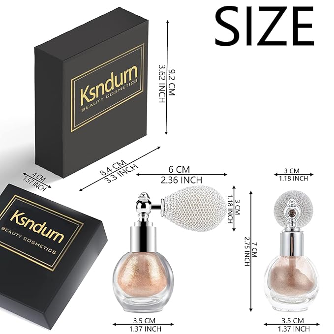 Highlighter Powder Spray, Ksndurn Malt Gold Glitter High Gloss Spray - Shimmer Sparkle Powder Makeup Spray