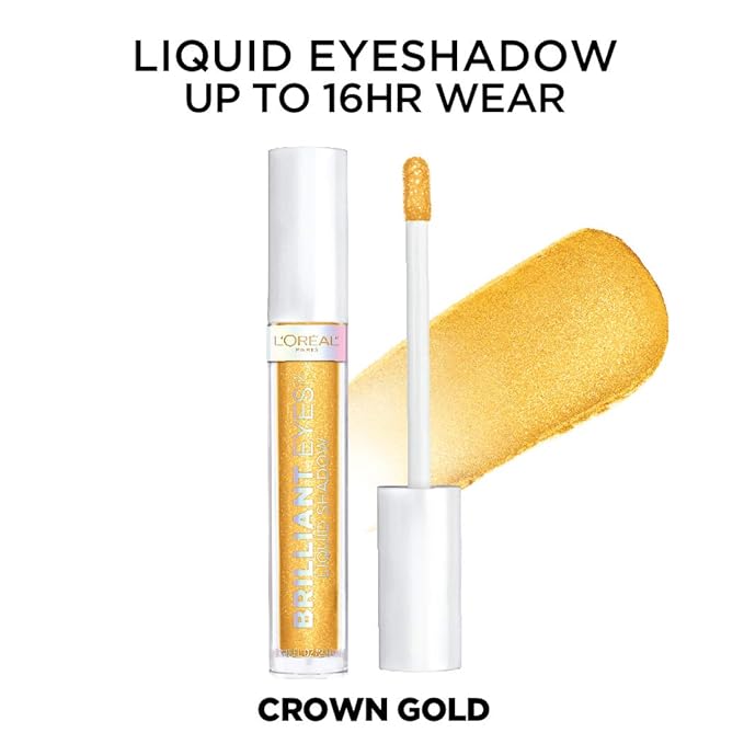 L’Oréal Paris Brilliant Eyes Shimmer Liquid Eye Shadow Makeup, Crown Gold, 0.1 oz.