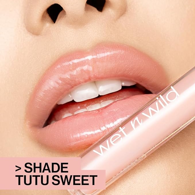 wet n wild MegaSlicks Lip Gloss, Ultra-Glossy, Vitamin-E Enriched, Ultra-Gloss High Shine Moisturizing, Cruelty-Free & Vegan - Champagne Please
