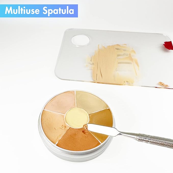 Stainless Steel Foundation Spatula with Makeup Mixing Palette,