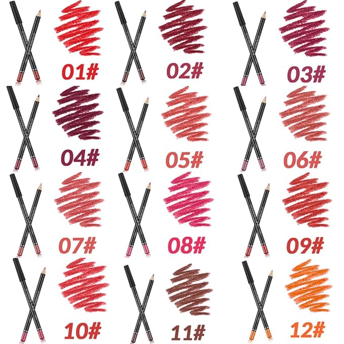 12 PCS Nude Red Deep Red Brown Matte Long