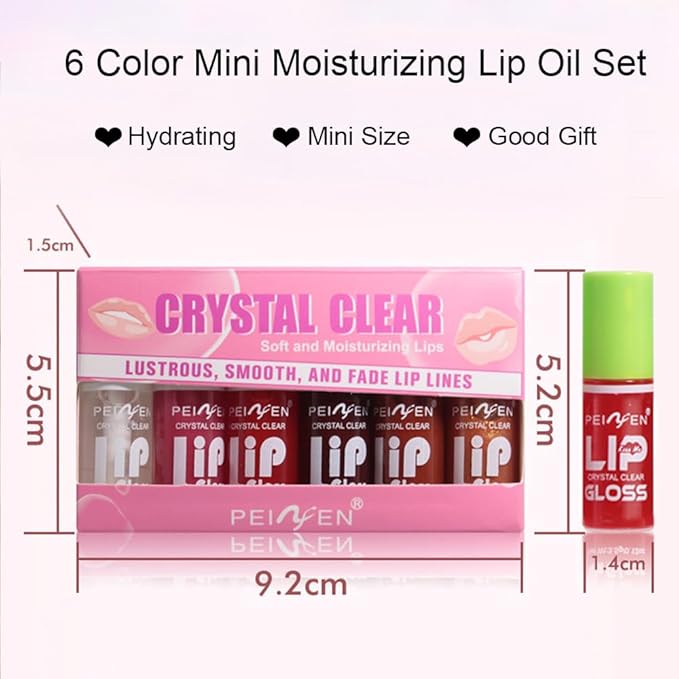6 Colors Mini Lip Oil Drip,Hydrating Lip Glow Drip,Hydrating