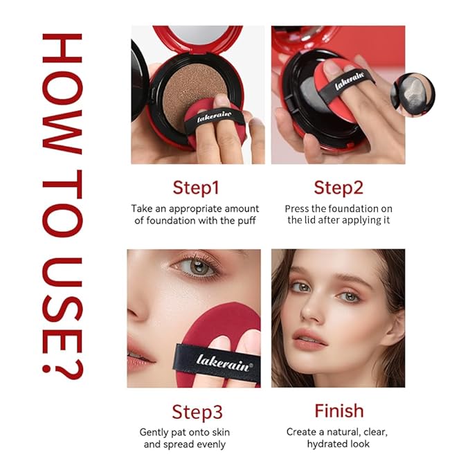 Flawless Glass Skin with Cushion Foundation - Long-lasting, (Porcelain, ) 18g