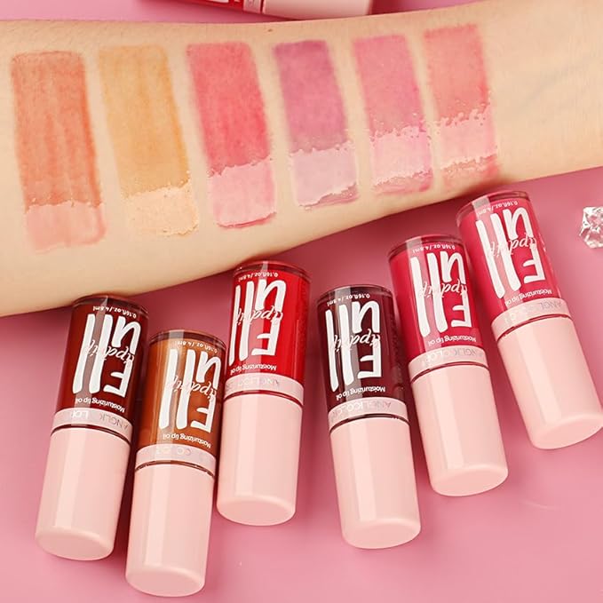 2PC Lip Glow Oil Hydrating 6 Colors, Moisturizing Glow