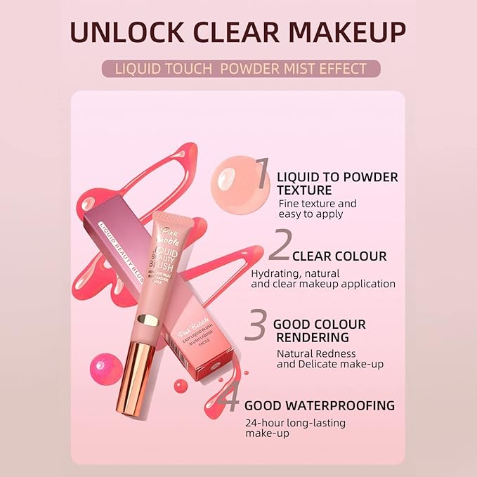 Liquid Blush Makeup Wand, Velvet Cream Blush Stick