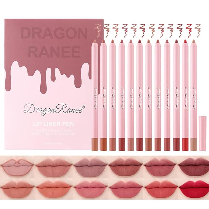 Dulele High Pigmented Matte Lip Liner Set, 12 High
